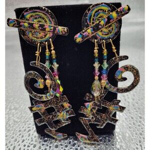 Geometric Multi Colored Statement Earrings